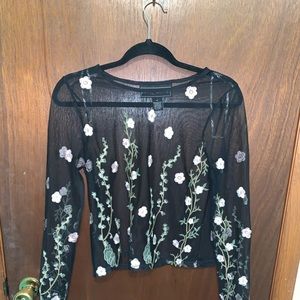 Long Sleeve Black Mesh Top